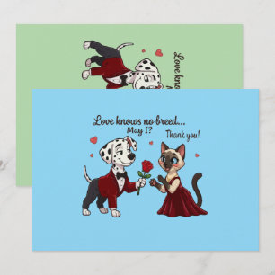 Cartão De Festividades O Amor Não Conhece Raça Dálmata e Gato Siames