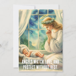 Cartão De Festividades o anjo da guarda reza junto ao berço do bebê