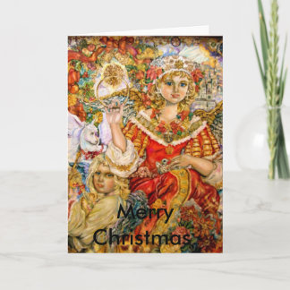 Cartão De Festividades O anjo da poinsétia., Natal alegre