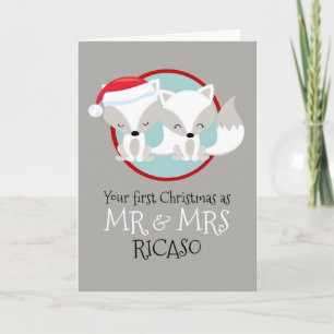 Cartão De Festividades O Ártico Rapta Seu Primeiro Natal Como Sr. e Sra.