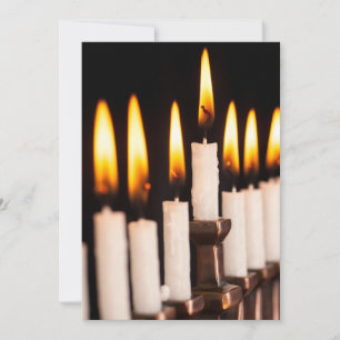 Cartão De Festividades O branco de queimadura de Hanukkah Menorah Candles