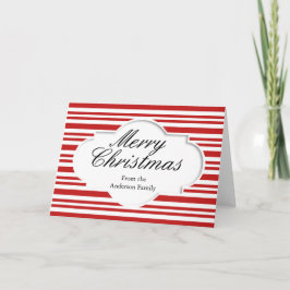 Cartão De Festividades O branco vermelho do Feliz Natal listra