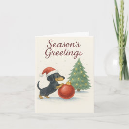 Cartão De Festividades O Cachorro Amadurece A Placa De Dachshund De Natal