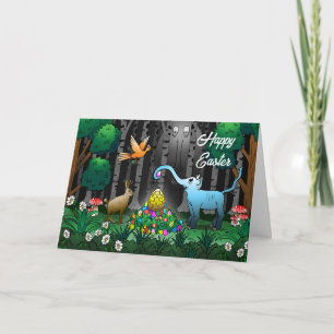 Cartão De Festividades O coelho da Páscoa recolhe ovos de Páscoa