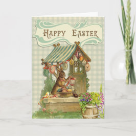 Cartão De Festividades O coelho do Victorian do vintage do felz pascoa