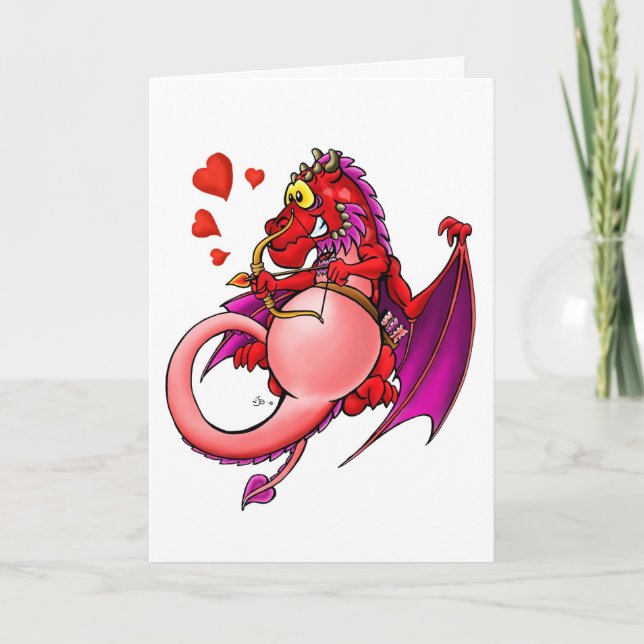 Cartão De Festividades O Cupidragon. dos namorados felizes (Frente)