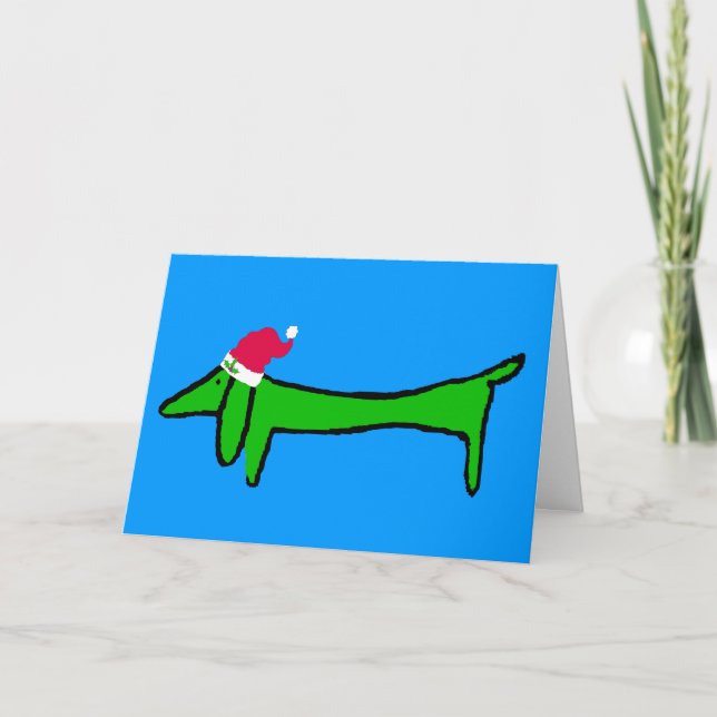 Cartão De Festividades O Dachshund para o Natal (Frente)