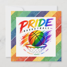 Cartão De Festividades O Design Temático Arco-íris do Basquete Pride