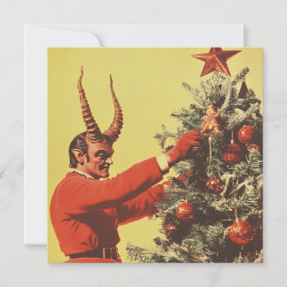 Cartão De Festividades O Diabo Decora a Árvore