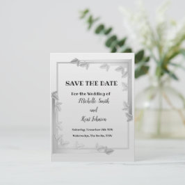 Cartão De Festividades O Elegante Silver Deixa A Placa Plana De Data