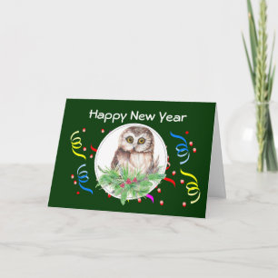 Cartão De Festividades O feliz ano novo, cumprimento bonito do pássaro d