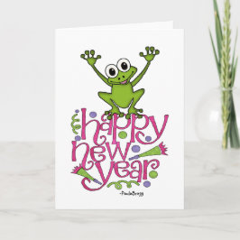 Cartão De Festividades O feliz ano novo de Frisky o sapo