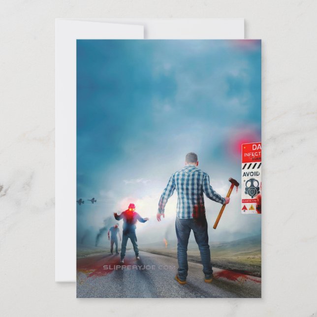 Cartão De Festividades O feliz Dia das Bruxas de SlipperyJoe brilha zumbi (Frente)