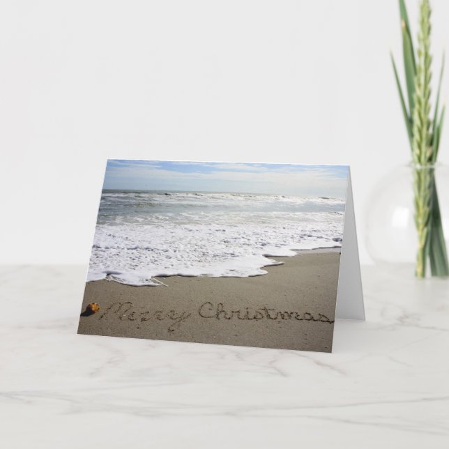 Cartão De Festividades O Feliz Natal de Beachwrite (Frente)