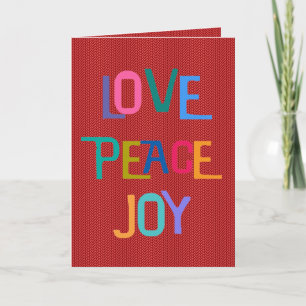 Cartão De Festividades O Feriado de Joy PEACE do AMOR deseja texto colori