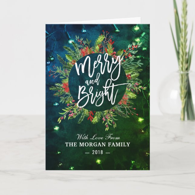 Cartão De Festividades O feriado deseja o cumprimento alegre e brilhante (Frente)