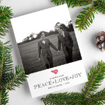 Cartão De Festividades O feriado do Natal da alegria do amor da paz<br><div class="desc">Comemore os feriados com este cartão simples e sentido que caracteriza sua foto,  a paz das palavras,  o amor,  a alegria (pode ser mudado) uma samambaia botânica vermelha pequena e o seu nome/ano.  Aperfeiçoe para o Natal,  o ano novo ou os cumprimentos da estação simples.</div>