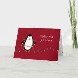 Cartão De Festividades O feriado do Natal feliz do pinguim deseja o