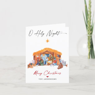 Cartão De Festividades O Foto da Santa Noite da Cena de Natal