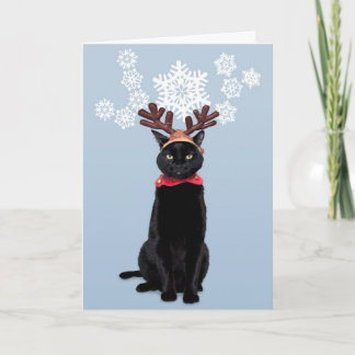 Cartão De Festividades O gato da rena traz a alegria