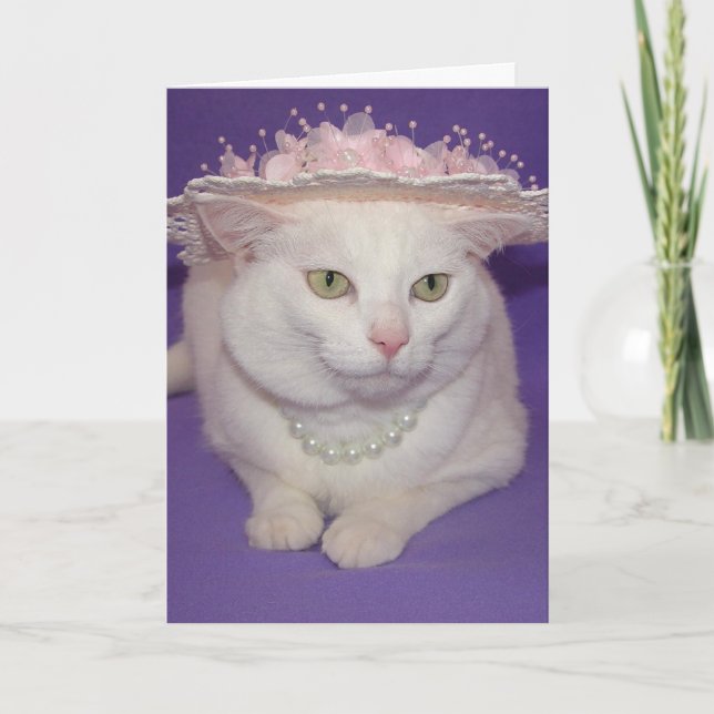 Cartão De Festividades O Gato Pequeno que Queria ir à Páscoa da Igreja (Frente)