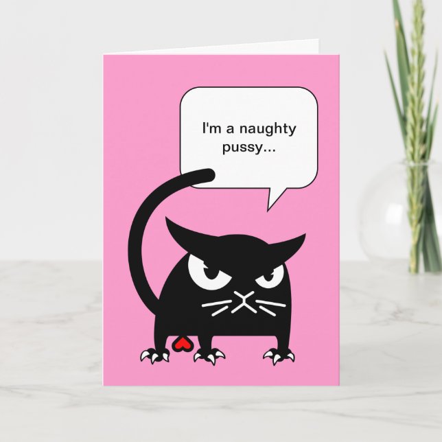 Cartão De Festividades O gato preto engraçado carda o bichano (Frente)