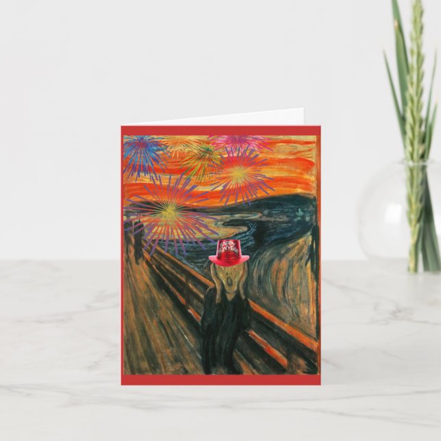 Cartão De Festividades O Gritar, Feliz ano novo, Belas Artes por Munch (Frente)