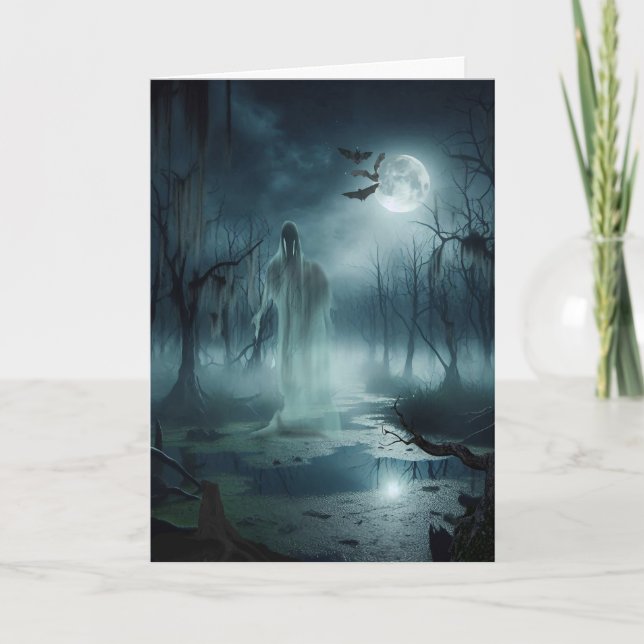Cartão De Festividades O Halloween do Pântano Assombrado (Frente)