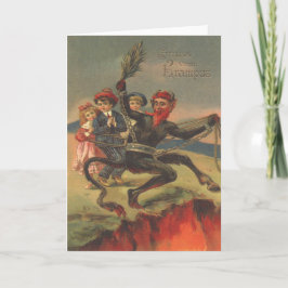 Cartão De Festividades O Krampus Leva Crianças Más Para o Inferno