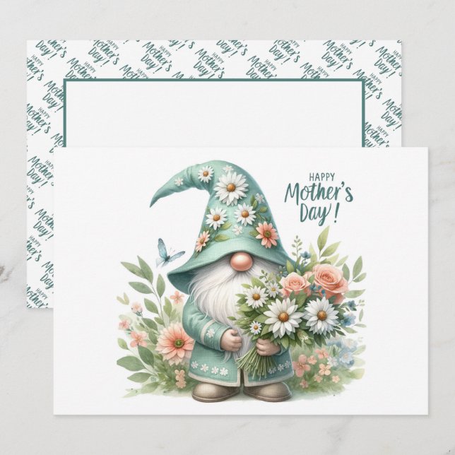 Cartão De Festividades O Mágico Dia das Mães: Delícia dos Gnomo Caprichos (Frente/Verso)