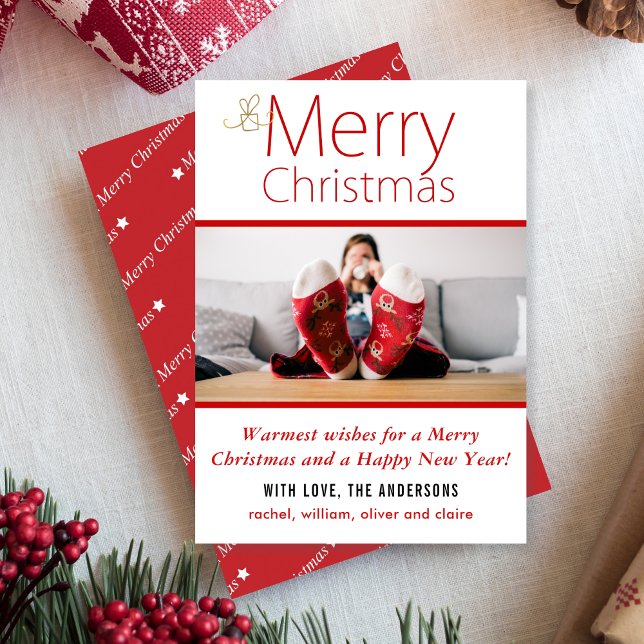 Cartão De Festividades O mais caloroso deseja a foto de Natal (Criador carregado)