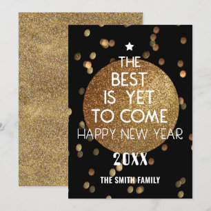 Cartão De Festividades O Melhor Ainda É Vir Um Dourado Bokeh Festivo