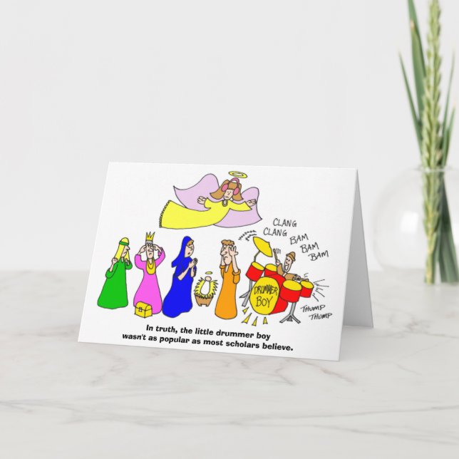 Cartão De Festividades O menino pequeno do baterista (Frente)