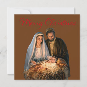 Cartão De Festividades O Nascimento com Maria, José e o menino Jesus