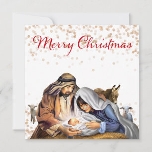 Cartão De Festividades O Nascimento com Maria, José e o Menino Jesus