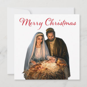 Cartão De Festividades O Nascimento com Maria, José e o menino Jesus