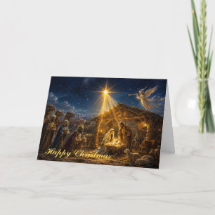 Cartão De Festividades O Nascimento com os Magos trazendo presentes