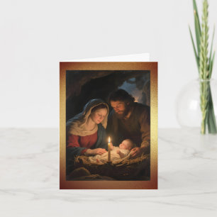 Cartão De Festividades O Natal da Sagrada Família à Luz de Velas