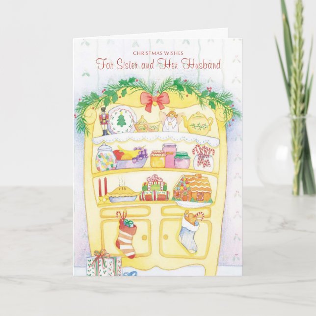 Cartão De Festividades O Natal Deseja A Irmã E Seu Marido (Frente)
