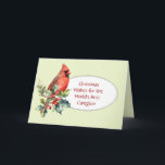 Cartão De Festividades O Natal Deseja Holly Berry Cardina para cuidador<br><div class="desc">Holly Berry e Red Cardinal Bird Feliz Natal para seu cuidador</div>