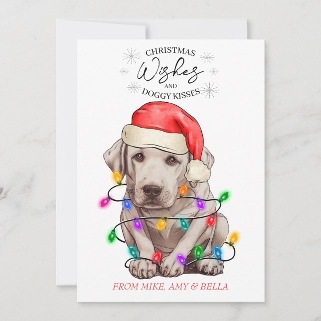 Cartão De Festividades O Natal Deseja Que O Cachorro Pupado Beija Pet Cuj (Frente)
