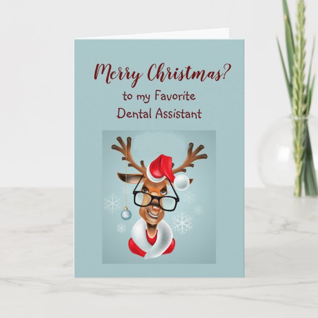 Cartão De Festividades O Natal do Assistente Dental Divertido Deseja o Pa (Frente)
