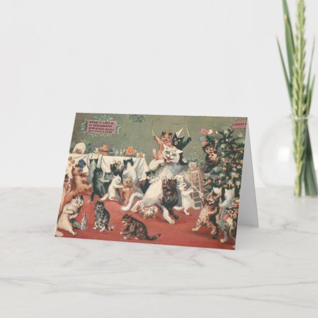 Cartão De Festividades O Natal do gato (Frente)