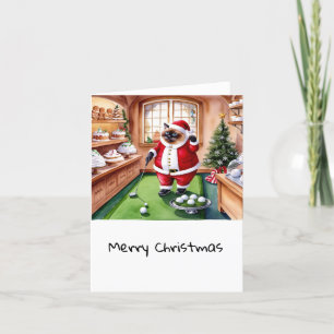 Cartão De Festividades O Natal do Golf temia para o Golfista do Gato