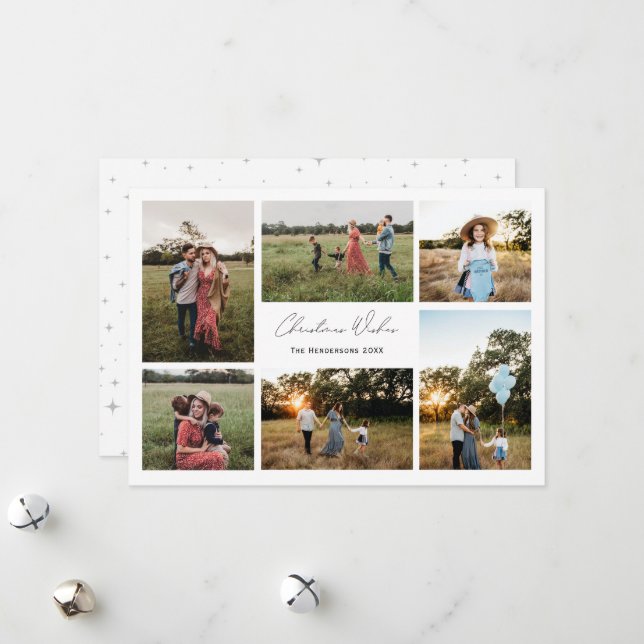 Cartão De Festividades O Natal do Minimalismo Moderno Deseja 6 Foto (Frente/Verso In Situ)