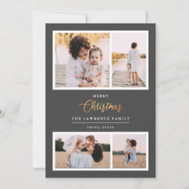 Cartão De Festividades O Natal é Dourado | Cinza Elegant 4 dias feriados