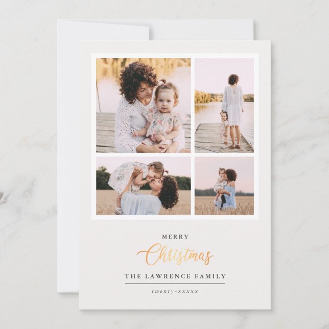 Cartão De Festividades O Natal é Dourado | Ivory Modern 4 festas (Frente)