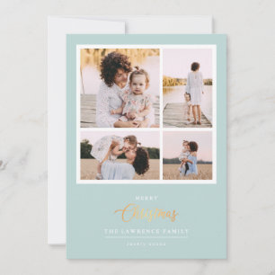 Cartão De Festividades O Natal é Dourado Mint Modern 4 festas