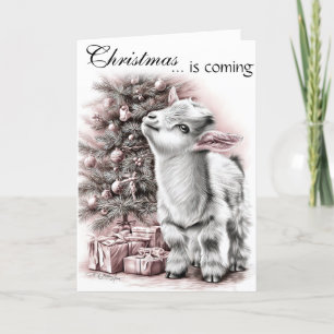 Cartão De Festividades O Natal está chegando, Bebê Goat