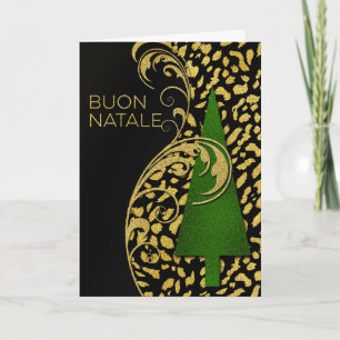 Cartão De Festividades O Natal italiano Buon Natale! Verde e Faux Dourado
